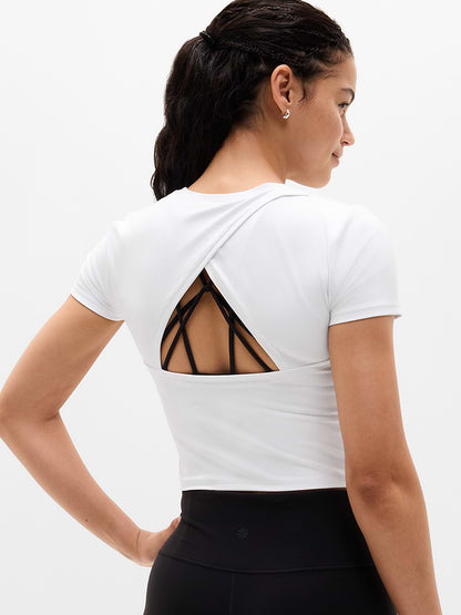 Athleta NWT Transcend Open Back Tee in Bright White - Large