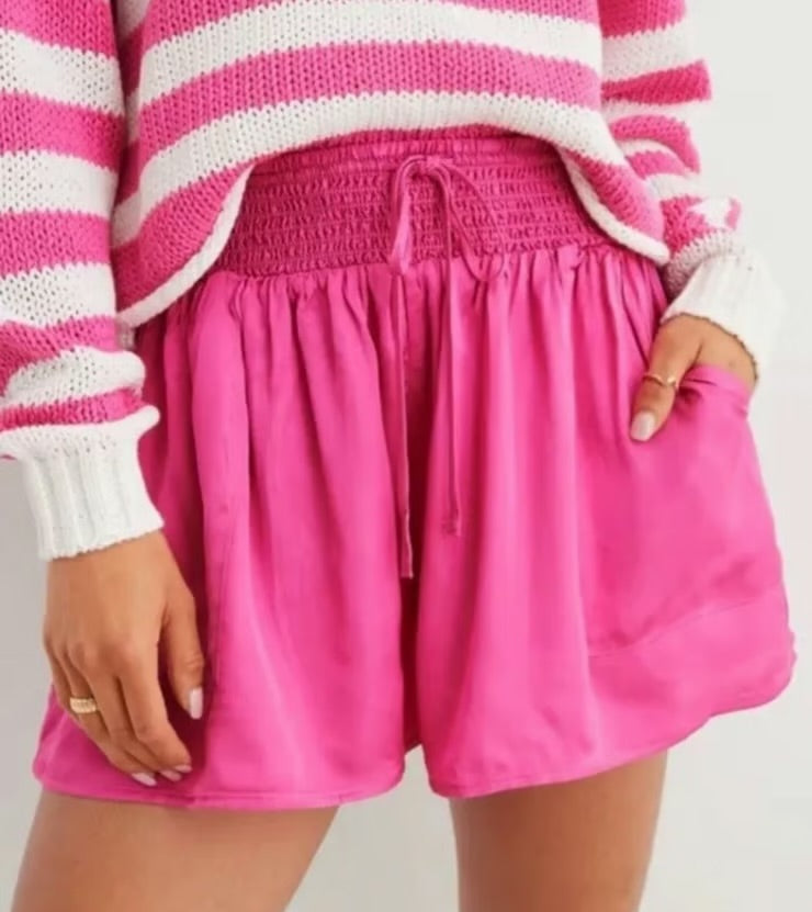 Aerie Hot Pink Satin Shorts - Small