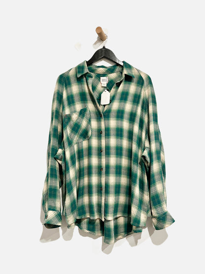 BDG Green Plaid Flannel - Medium