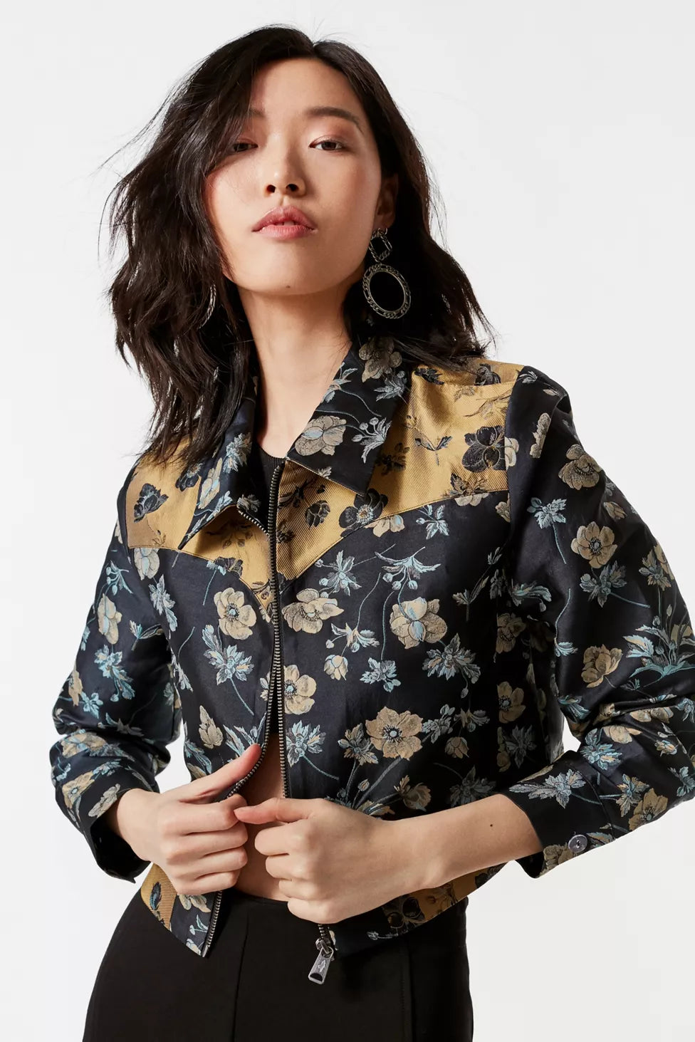 Urban Outfitters Western Colorblock Floral Gas Jacket - Medium