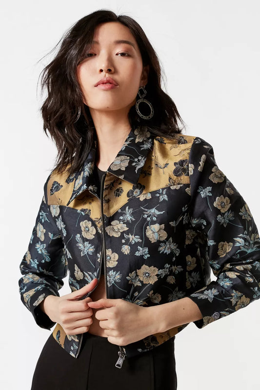 Urban Outfitters Western Colorblock Floral Gas Jacket - Medium