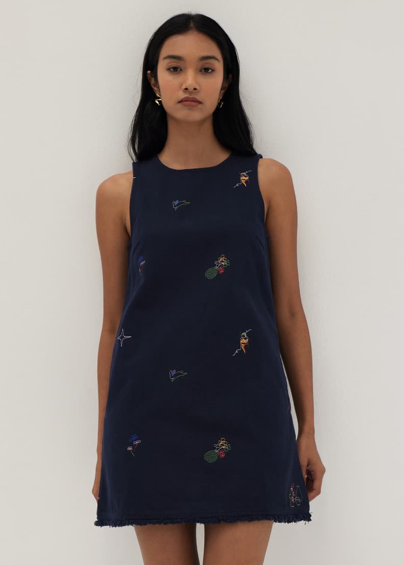 Love Bonito Celia Embroidered Shift Dress in Humble Abode Navy - 4