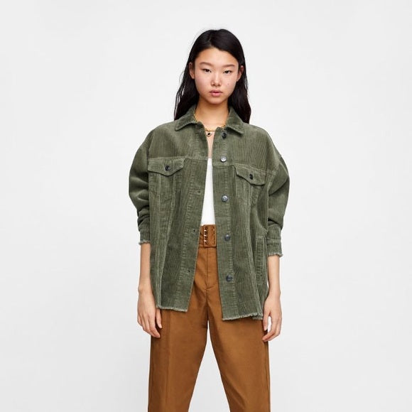 Zara Green Corduroy Shacket - Medium