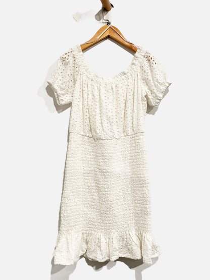 ASTR White Eyelet Mini Dress - Medium