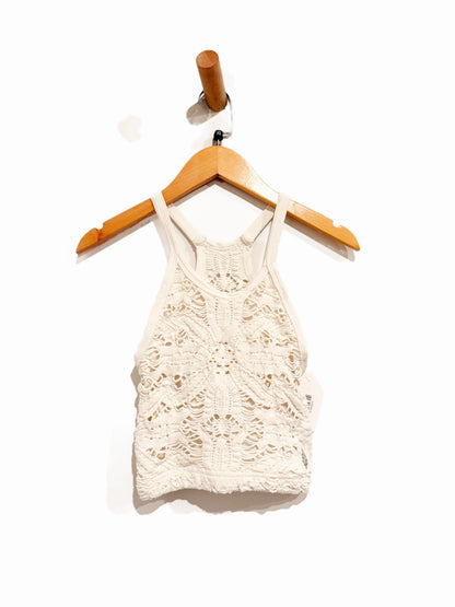 Free People Happiness Runs Floral Crop Tank in Ivory - XS/S