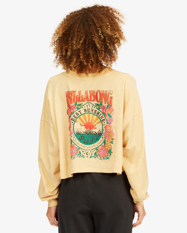 Billabong Beach Friend Cropped LS Tee in Raffia - Small