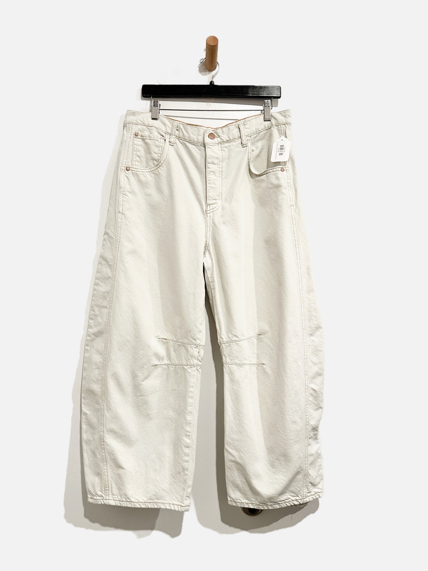 Free People Cream Barrel Pants - 31
