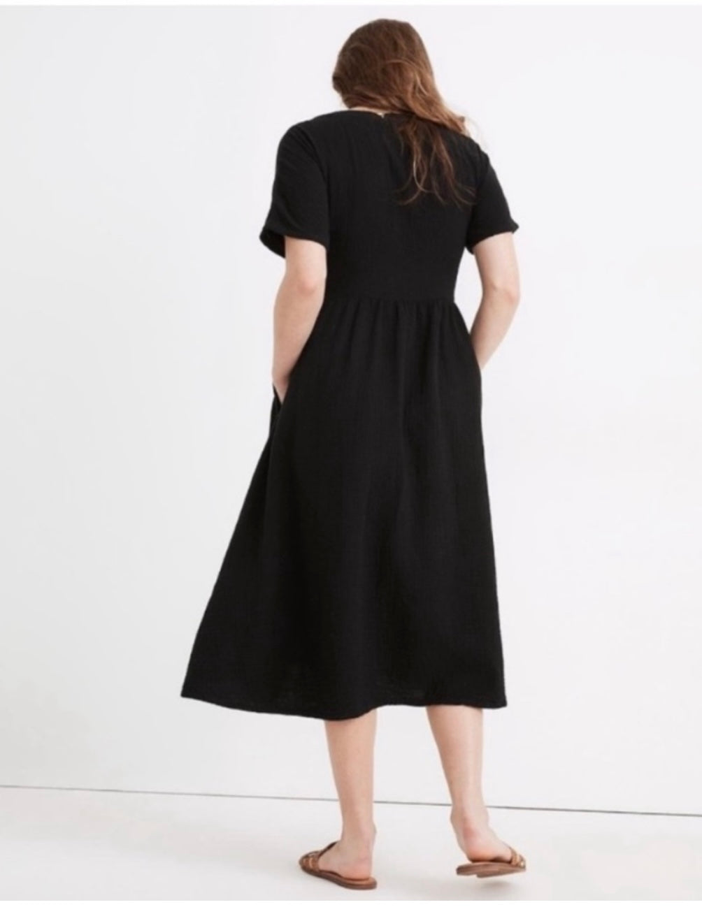 Madewell Black Muslin Button Front Dress - XXS
