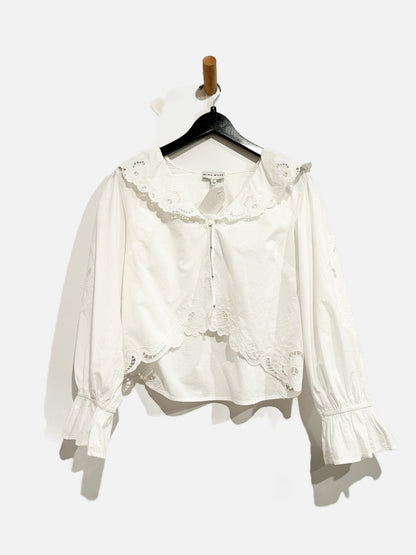 Miou Muse White Eyelet Blouse - Small