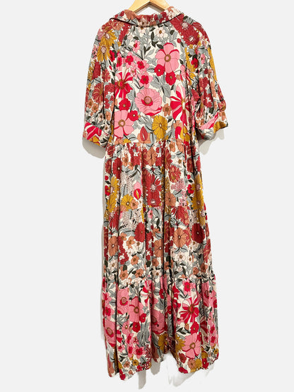 Natural Life Rebecca Midi Dress in Pink Vintage Floral - Medium