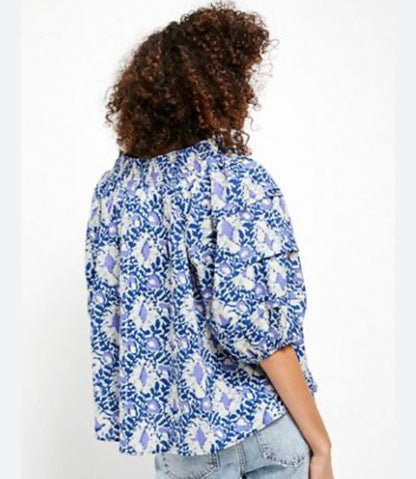 Free People Willow Blue and White Floral Blouse - XS