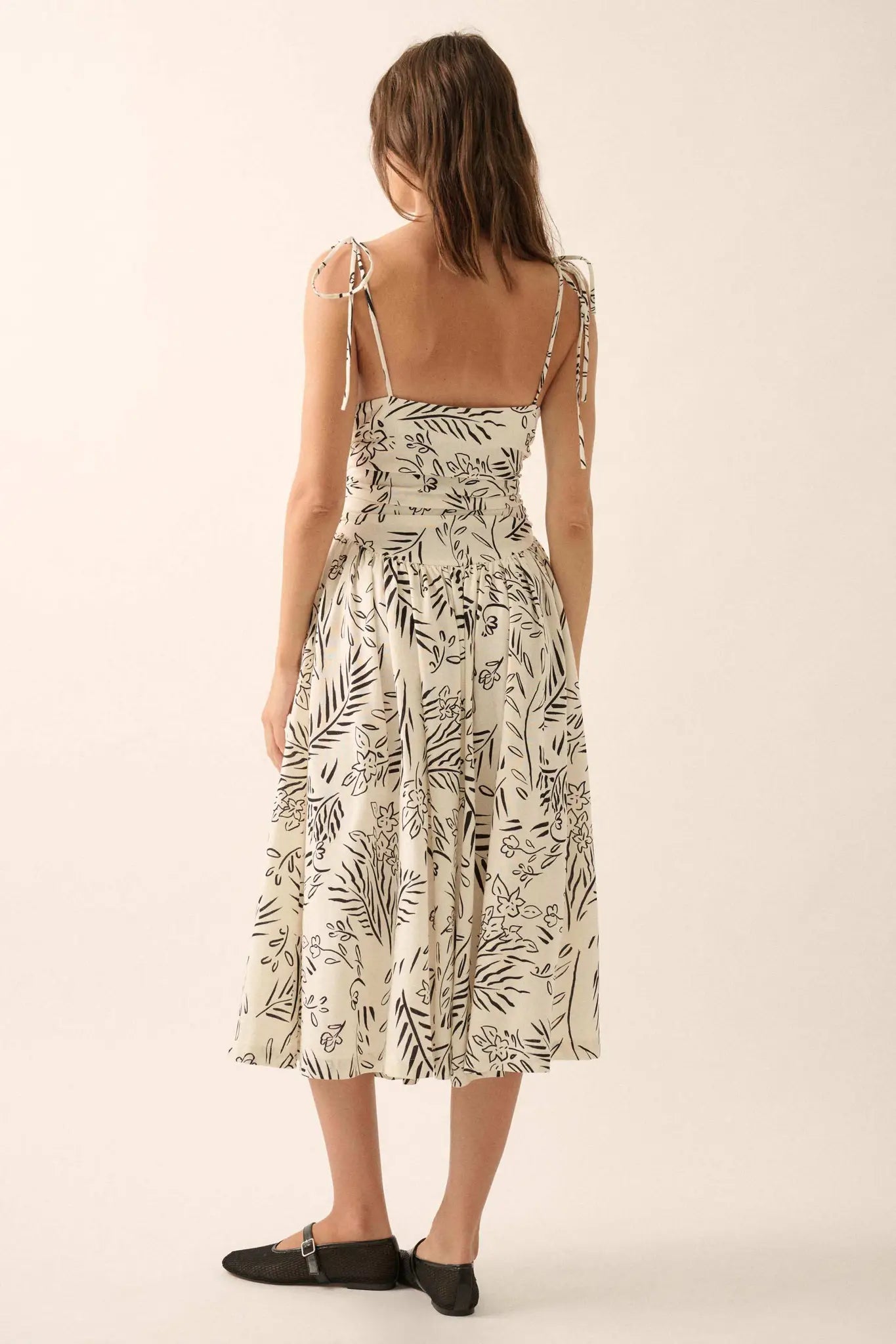 Promesa Blooming Artistry Floral Drop-Waist Midi Dress - Small