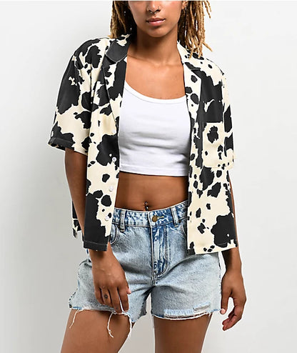 Duvin Black and Cream Cowhide Button Down - Small