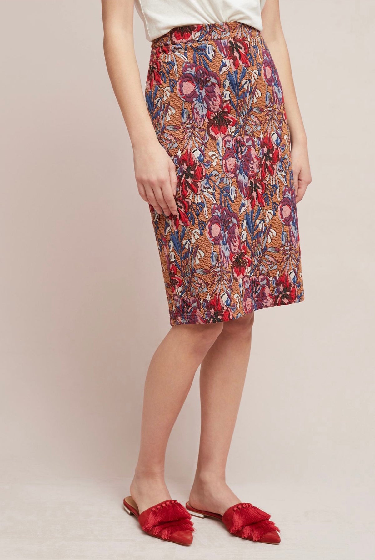 Anthropologie Maeve Golden Bliss Pencil Skirt in Maize - Medium