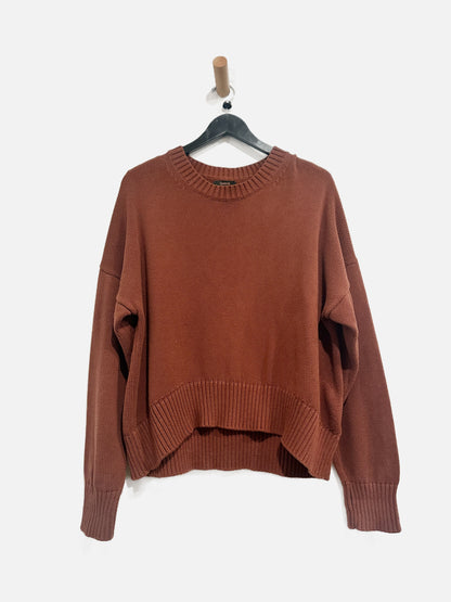 Quince Boyfriend Crew Sweater in Redwood Brown - Medium