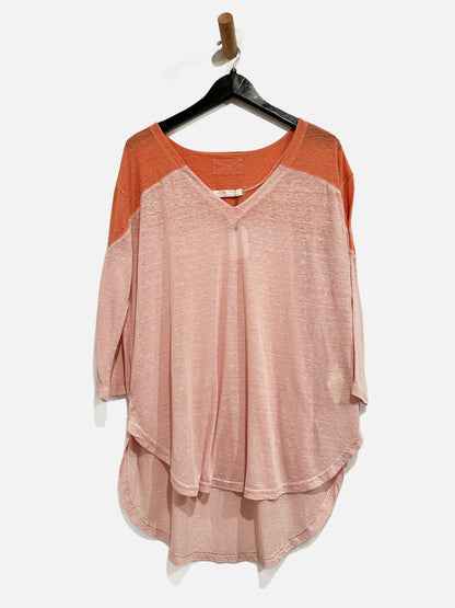 We The Free Pink & Orange Oversized Sheer Baseball Tee - Medium