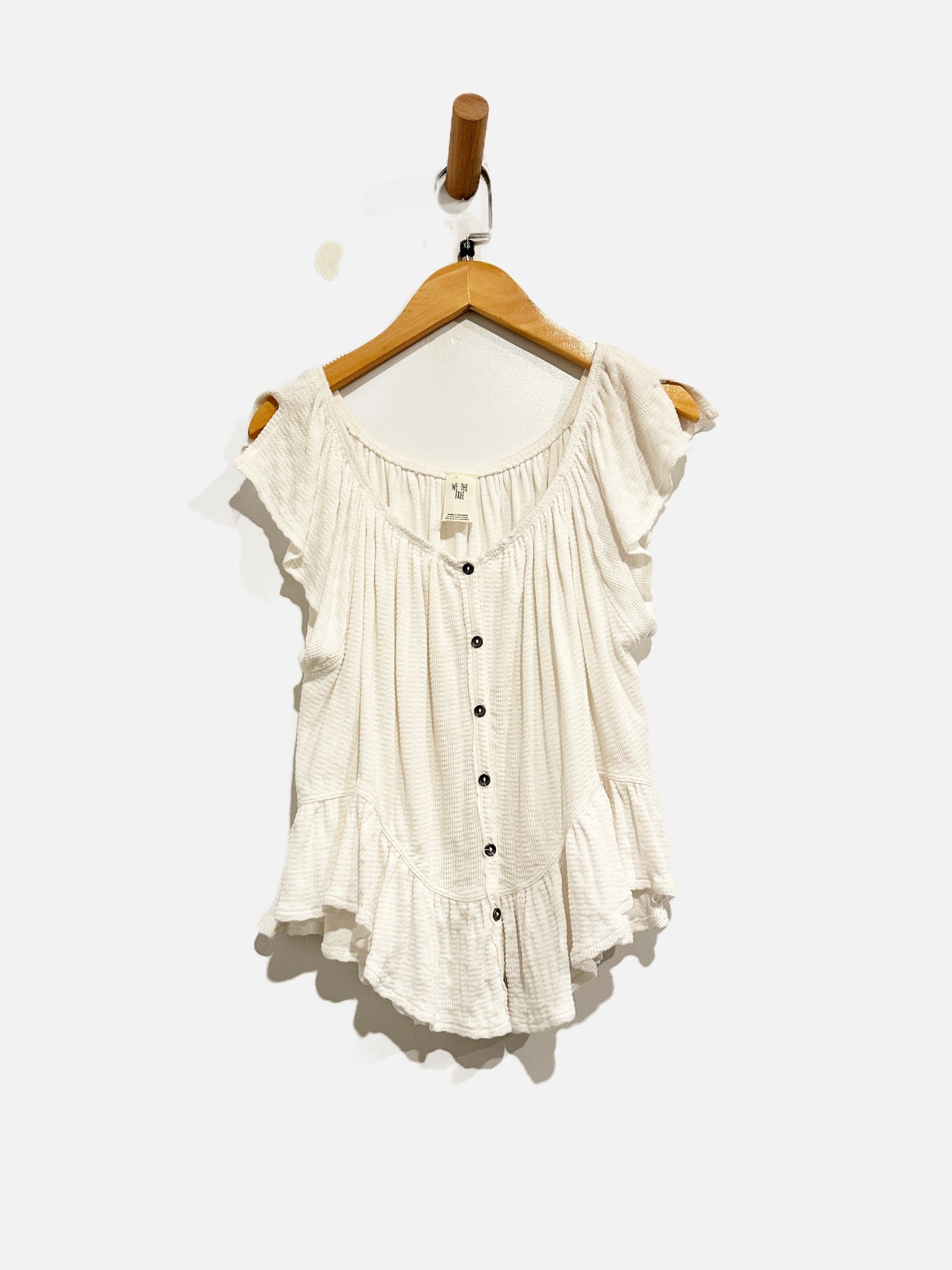 Free People White SS Button Down Blouse - XS