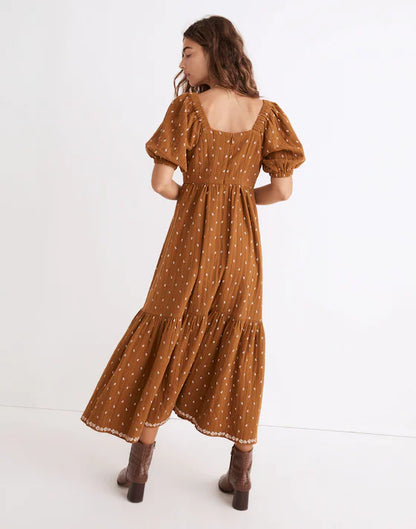 Madewell Quilted Tiered Floral Midi Dress - 4
