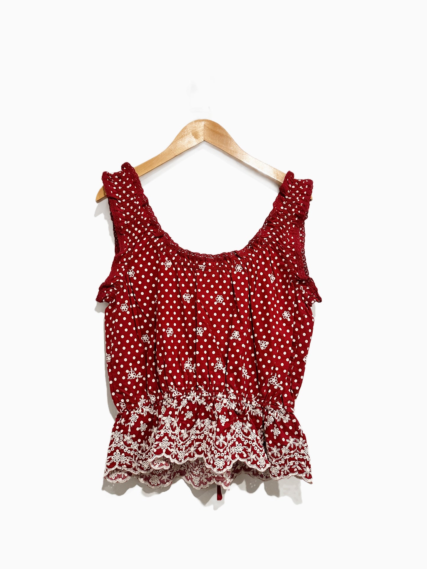 NWT Wild Fable Red and White Eyelet Tank - XS