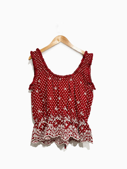 NWT Wild Fable Red and White Eyelet Tank - XS