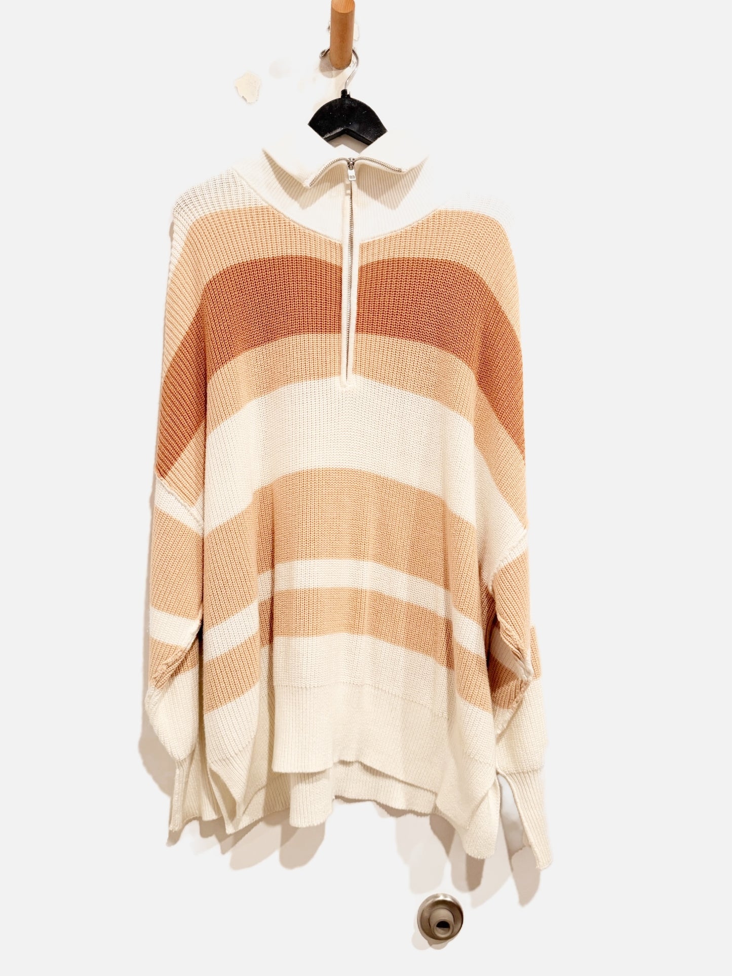 Aerie Brown Stripe Knit Quarter Zip - Large
