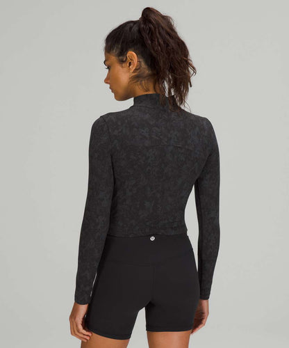 Lululemon All Aligned Mock Neck Long Sleeve Shirt in Hideaway Camo Deep Coal Multi - 6