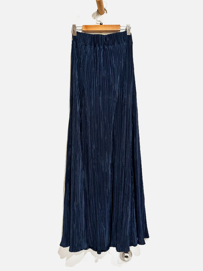 Pinky Yotto Navy Pleated Midi Skirt