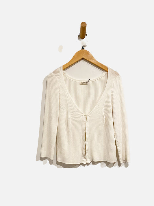 Free People Intimately White Ribbed Cardigan - Medium