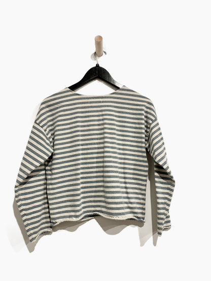 Outerknown Blue and Cream Stripe LS Top