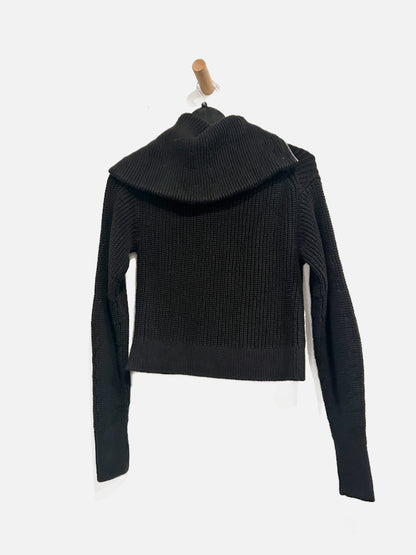 Everlane Black Cable Knit ZIp Up - Small