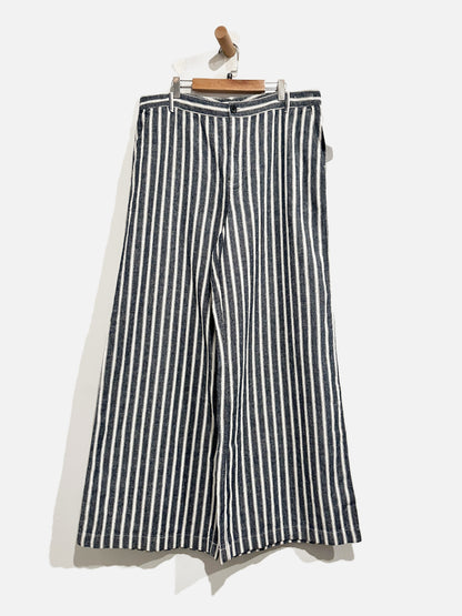 Madewell Blue and White Stripe the Zoe Relaxed Wide Leg Pants - 12