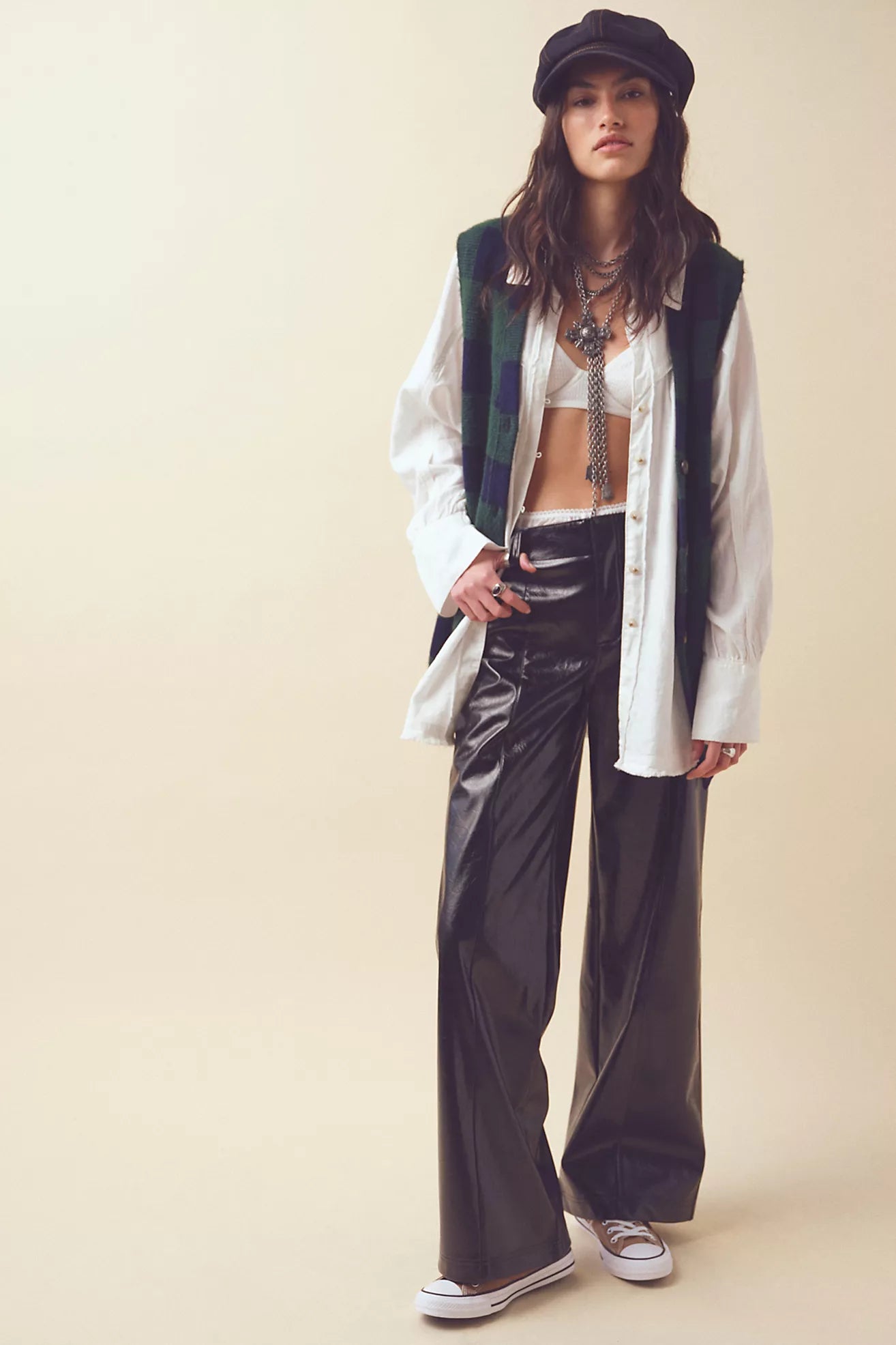 Free People Black Patent Leather Pants - 6