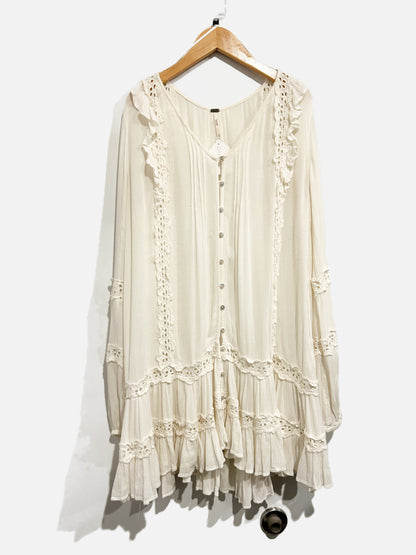 Free People White Eyelet Ruffle Mini Dress - XS