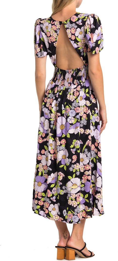 AFRM Jamie Print Open Back Short Sleeve Dress - Small