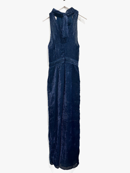 Anthropologie Elevenses Velvet Nora Jumpsuit in Navy - 0