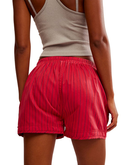 Free People Day To Day Striped Boxer Shorts in Red Combo - XS
