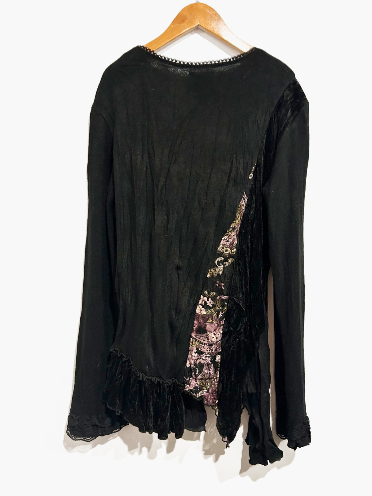 Panitti Y2K Black Lace Sequin LS Blouse - Large