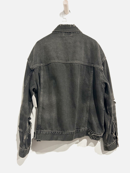 Free People Black Distressed Denim Jacket - Small