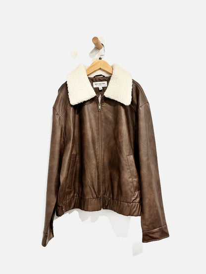 Marc New York Brown Vegan Leather Bomber Jacket - XL