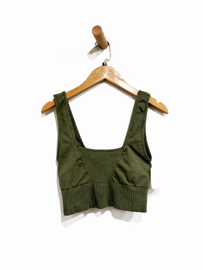 Free People Movement Good Karma Square Neck Bra in Secret Moss - XS/S