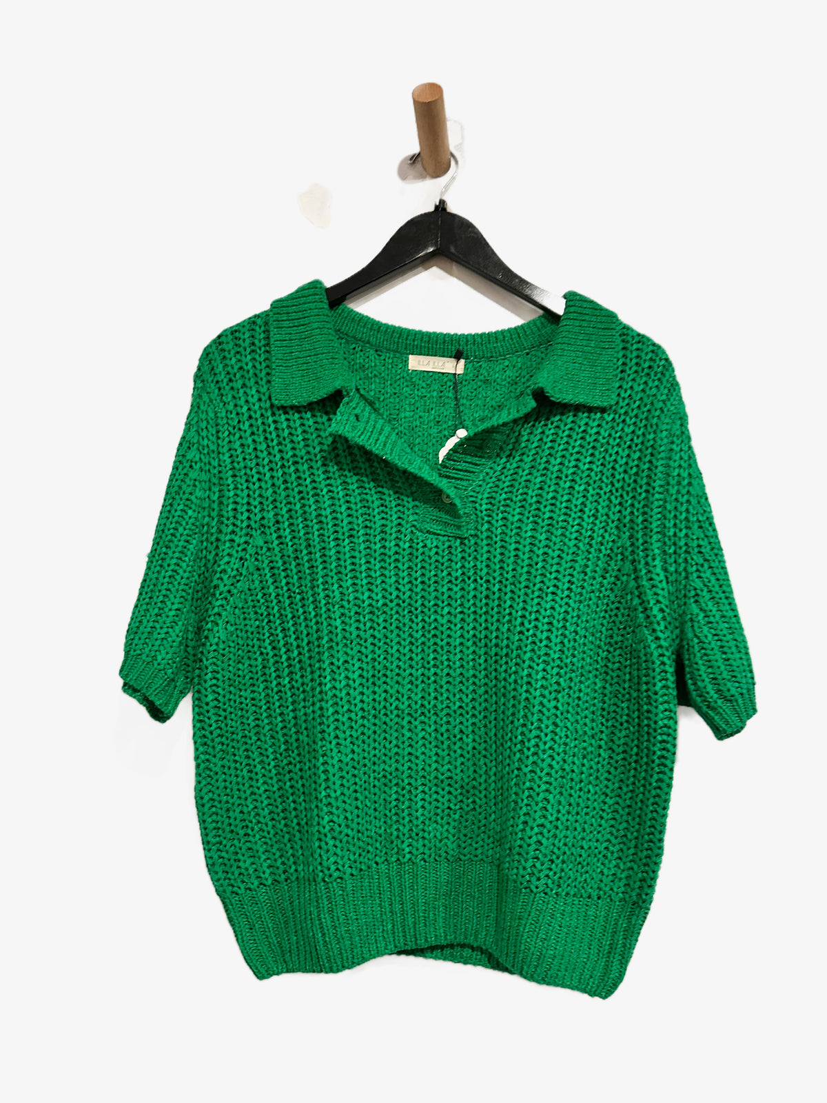 Illa Illa Green Short Sleeve Sweater Top - Large