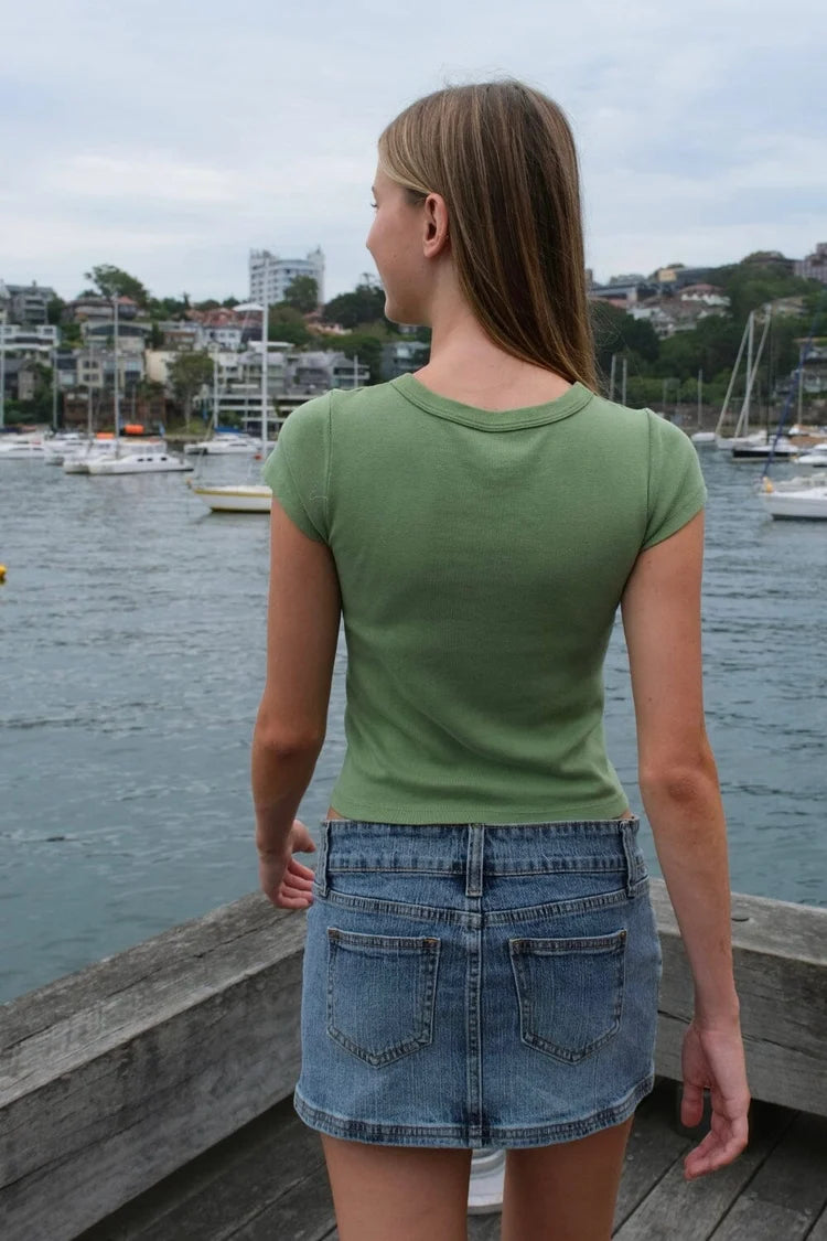 Brandy Melville Green Baby Tee