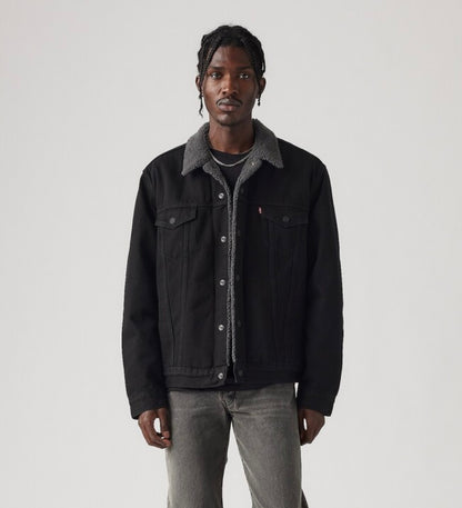 Levi’s Men’s Black Sherpa Lined Denim Jacket - XL