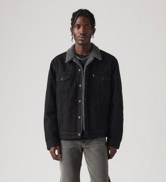 Levi’s Men’s Black Sherpa Lined Denim Jacket - XL