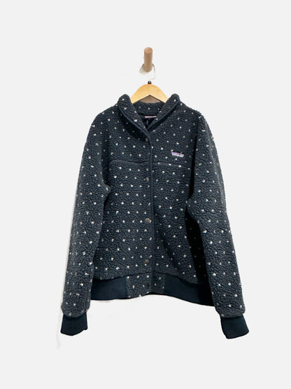 Patagonia Navy and White Polka Dot Button Down Jacket - Large