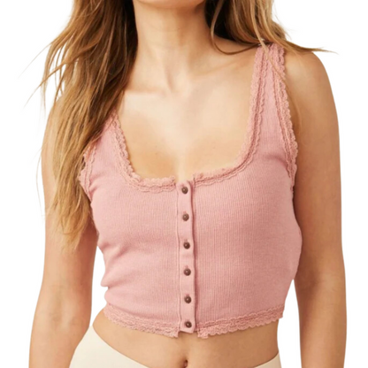 Free People Sugar Dreams Tank in Smoke Rose - Small