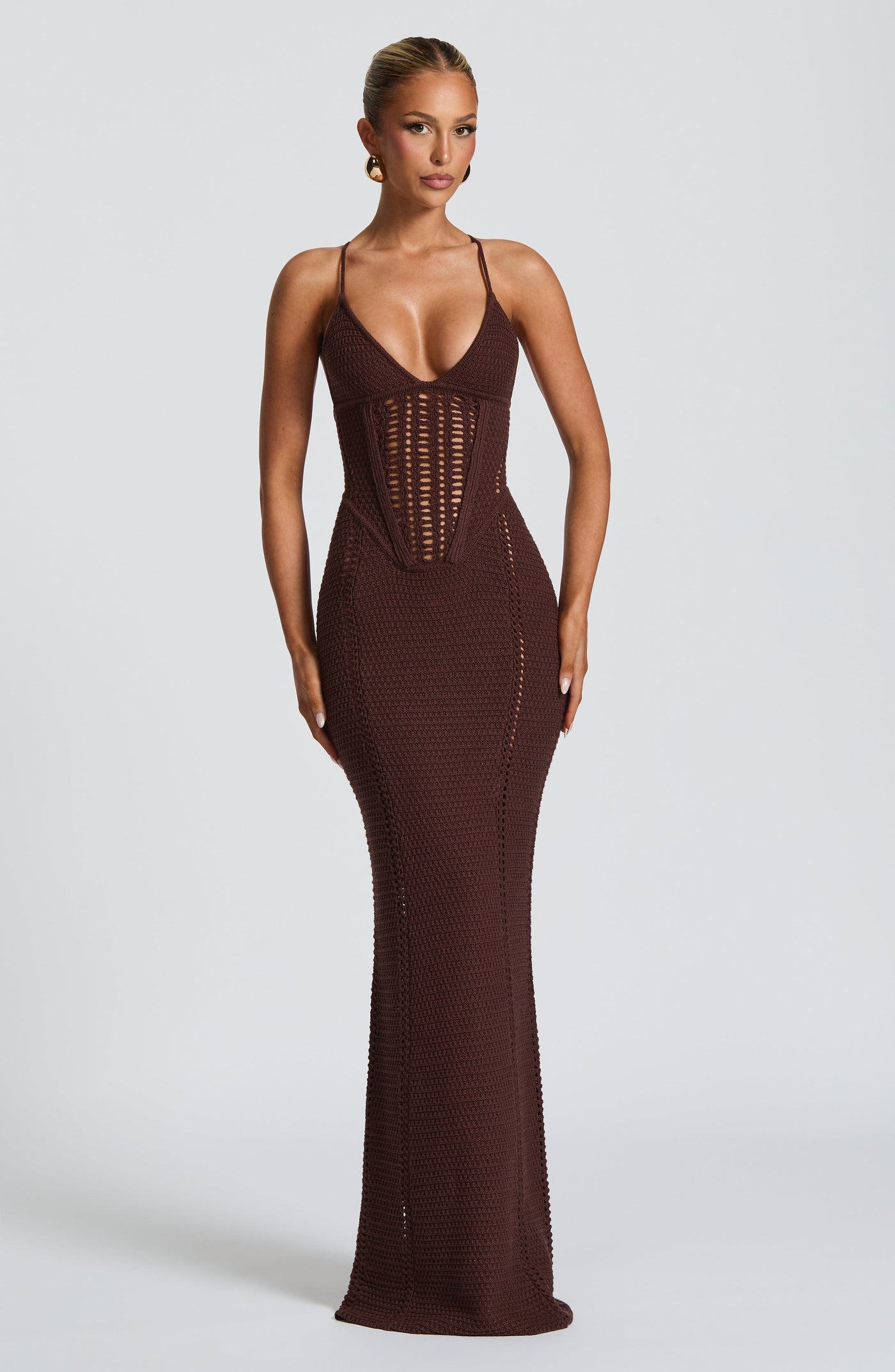 Babyboo Xanthe Maxi Dress in Plum Brown - XS