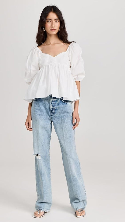 English Factory NWT White Sleeve Cinched Top - XS