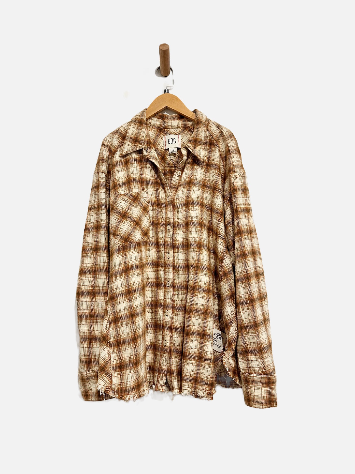 BDG Brown Plaid Flannel - Large