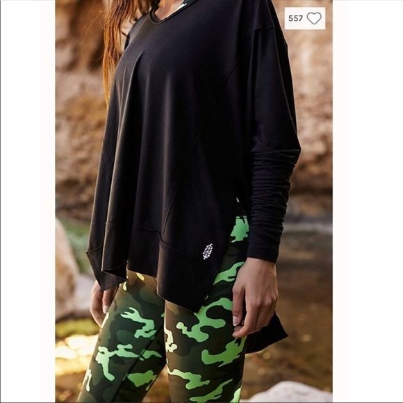 Free People Soul Circle Long Sleeve Top in Black Size XS